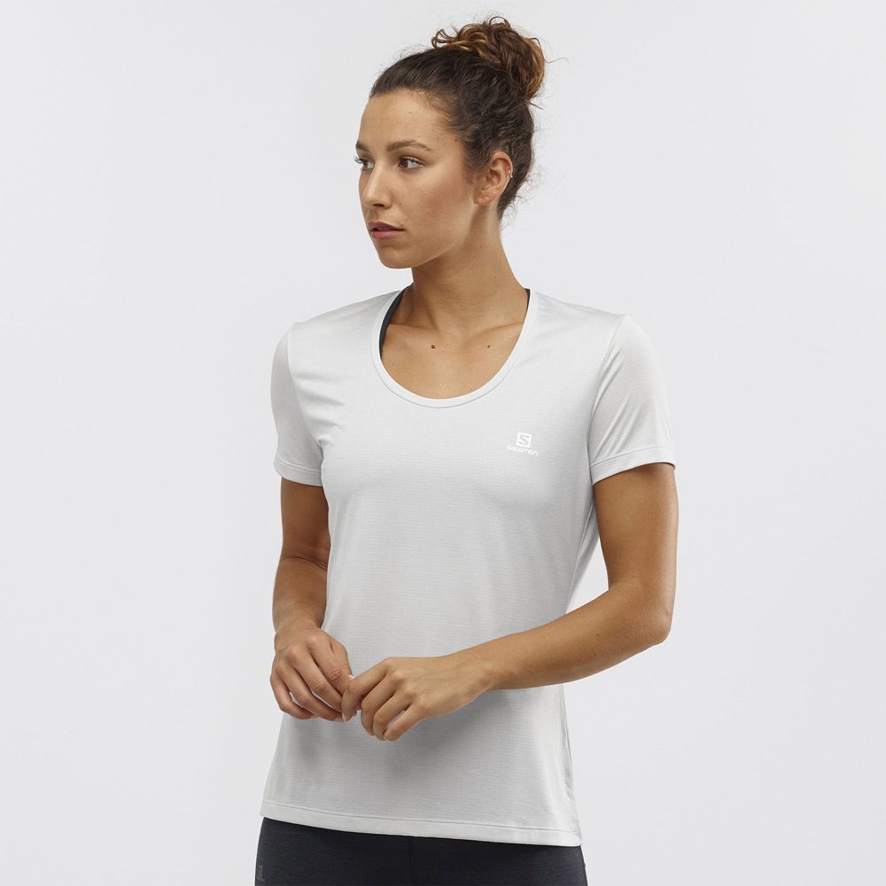 Salomon Singapore Womens T-shirts - AGILE Light Grey | 90376-OQLF